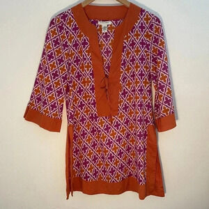 Banana Republic Orange/ Fuchsia Cover Up Size S Tunic 100% Cotton Beach Pool